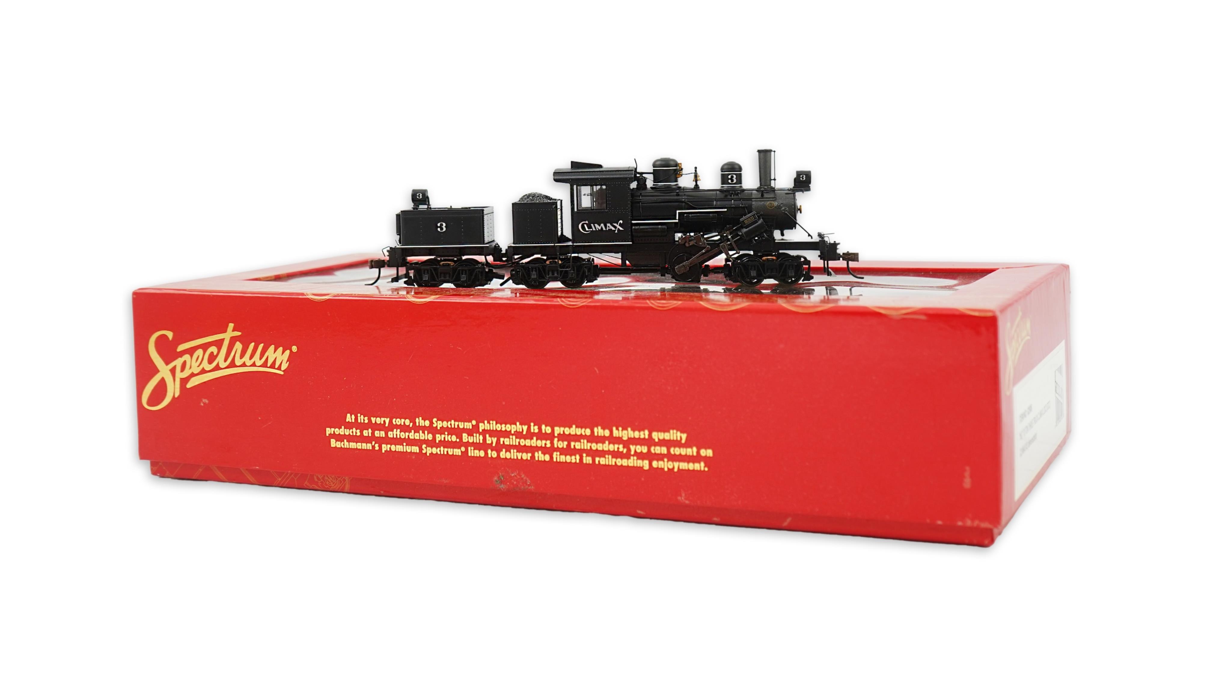 A boxed HO gauge Spectrum by Bachmann model (82906) of Climax Class C, 3, 4-6-0+0-6-4 locomotive, powered for two rail operation.